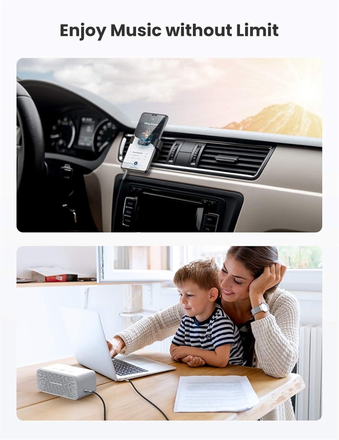 imageUGREEN 35mm Audio Cable Nylon Braided Aux Cord Male to Male Stereo HiFi Sound for Headphones Car Home Stereos Speakers Tablets Compatible with iPhone iPad iPod Echo More 3FT6 feet