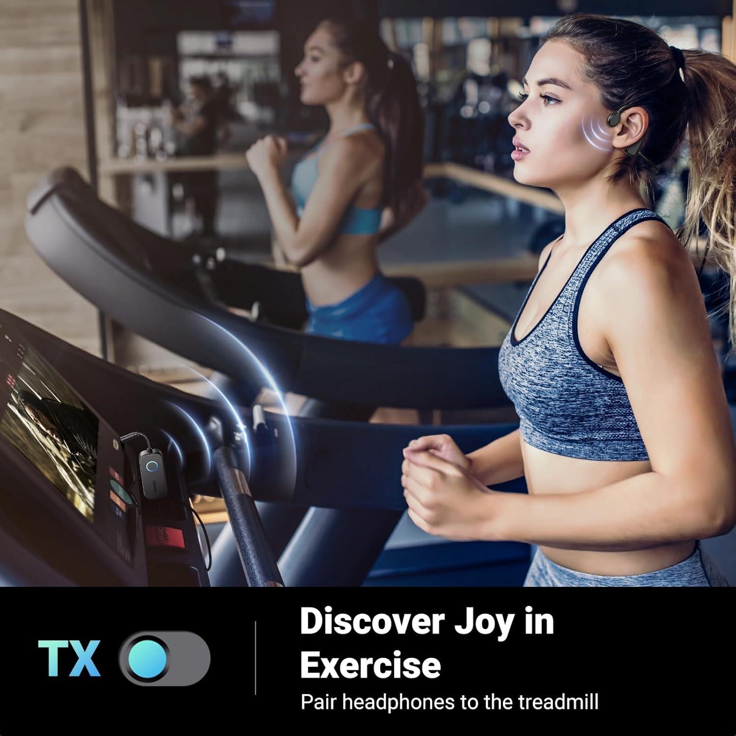 imageUGREEN Airplane Bluetooth 52 Transmitter Adapter for Airpods or Headphones Dual Pairs 2in1 Wireless Bluetooth 35mm Aux Audio TransmitterReceiver for Flight TV Car Stereo Treadmill MP3 Player