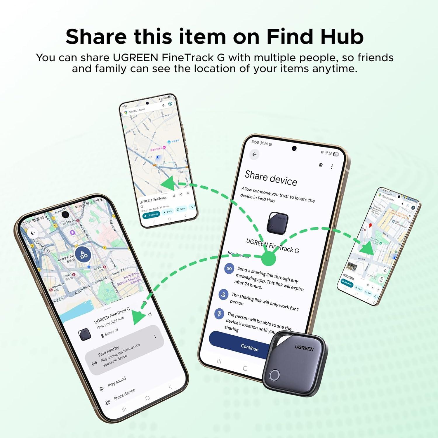 imageUGREEN Android Only FineTrack G 1Year Battery Bluetooth Tracker Bundle with FineTrack Slim G 5Year Battery Bluetooth Tracker Card