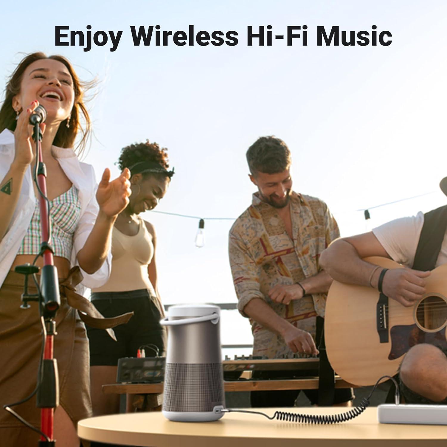 imageUGREEN Aux to Bluetooth 60 Adapter 35mm Bluetooth Receiver for Car USB 20 to 35mm Jack Kit with Builtin Microphone Aux Input for HandsFree Calls Compatible with Car Speaker and Home AudioSilver