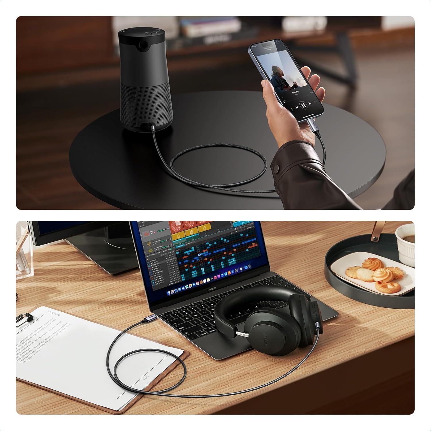 imageUGREEN Aux to USB C Aux Cord for Car Type C to 35mm Audio Jack Cable 33FT TRRS Headphone Stereo Adapter Mic HiFi Compatible with iPhone 17 16 15 Pro Max16 15 Plus Galaxy S25 Ultra Pixel 10 iPad33FT