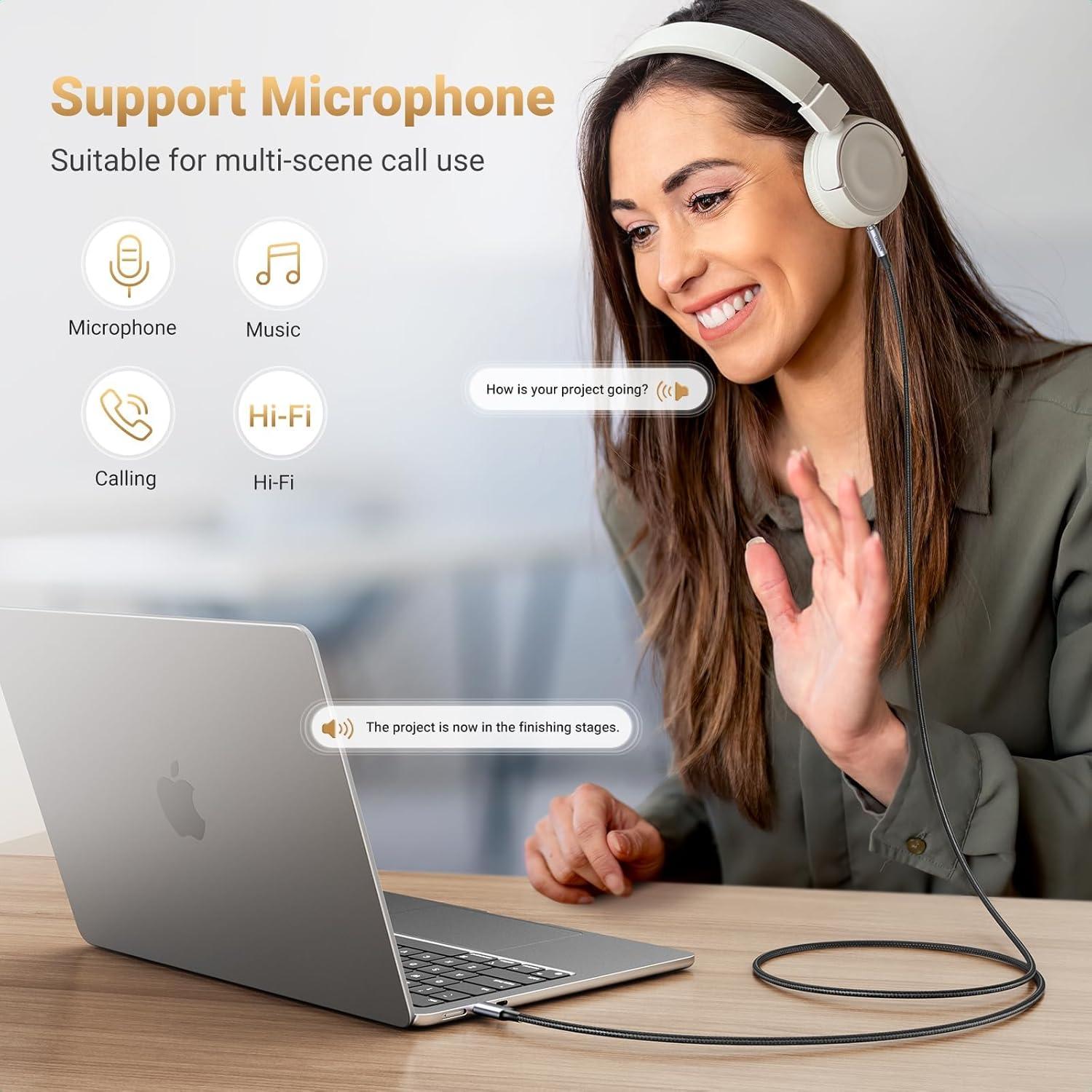 imageUGREEN Aux to USB C Aux Cord for Car Type C to 35mm Audio Jack Cable 33FT TRRS Headphone Stereo Adapter Mic HiFi Compatible with iPhone 17 16 15 Pro Max16 15 Plus Galaxy S25 Ultra Pixel 10 iPad33FT