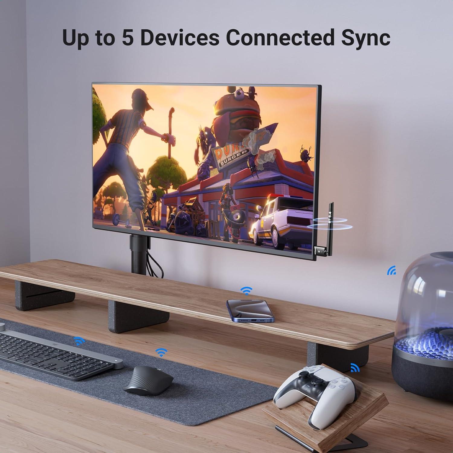 imageUGREEN Bluetooth Adapter for PC Bluetooth 54 Long Range Dongle Receiver EDR amp BLE Plug amp Play for Windows 111081 for HeadphoneKeyboardMouseSpeakersPrinter