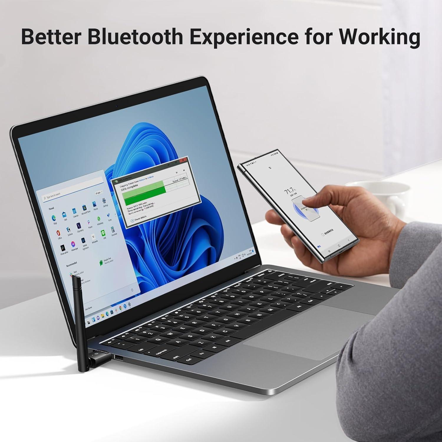 imageUGREEN Bluetooth Adapter for PC Bluetooth 54 Long Range Dongle Receiver EDR amp BLE Plug amp Play for Windows 111081 for HeadphoneKeyboardMouseSpeakersPrinter