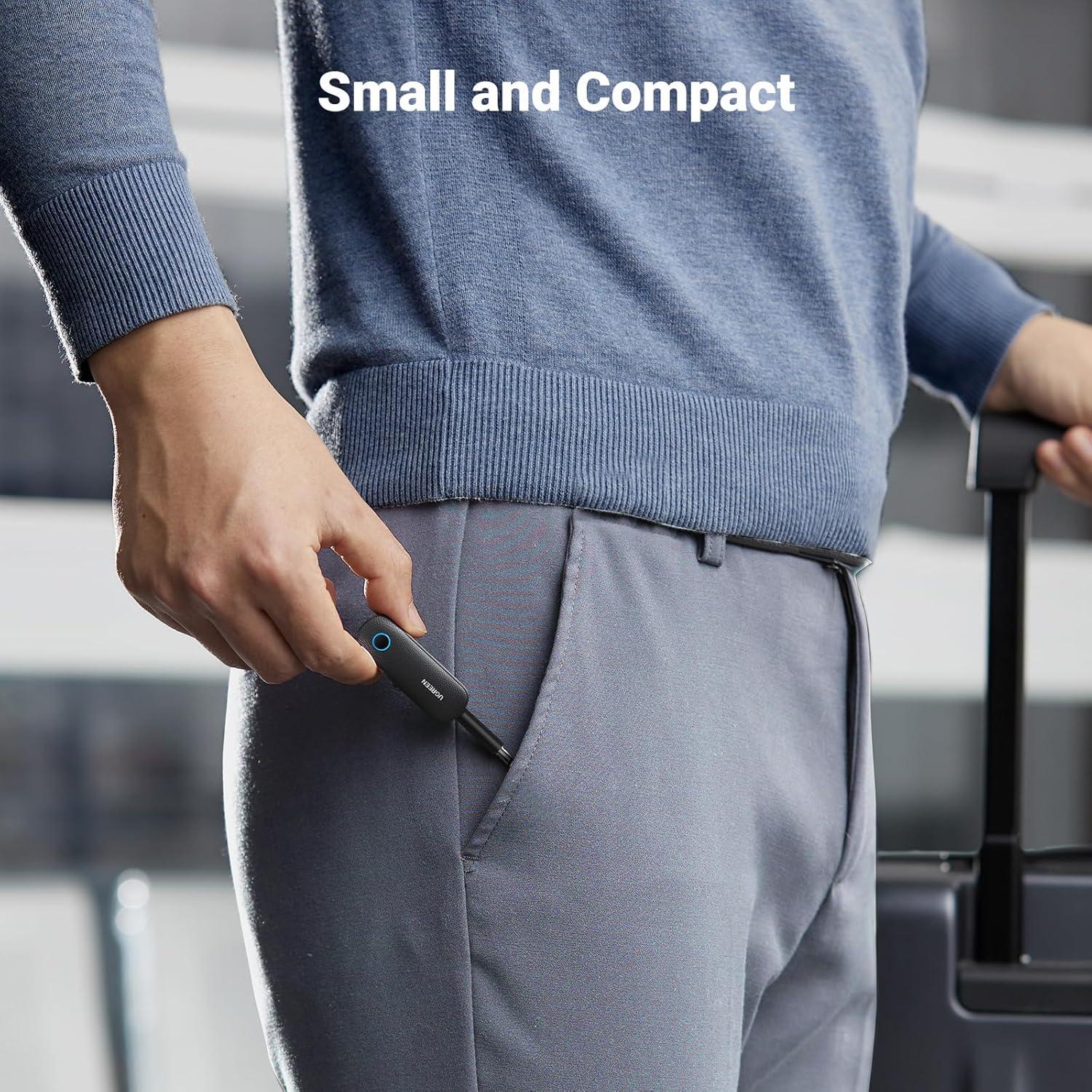 imageUGREEN Bluetooth Transmitter Receiver for 2 AirPods or BT Devices Bluetooth Wireless Transmitter for Headphones 35mm Aux Audio Jack Adapter for inFlight TV Car Home Stereo System