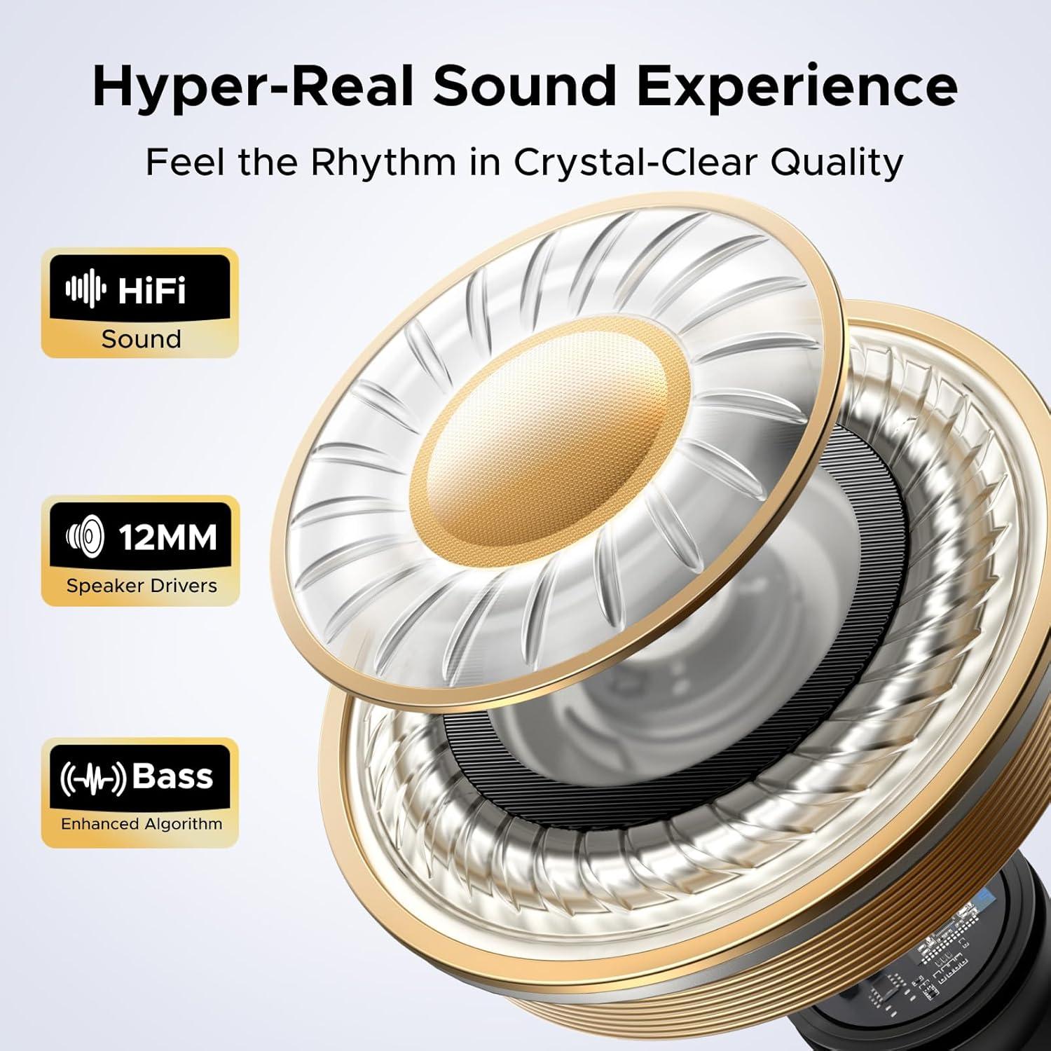 imageUGREEN ClipBuds OpenEar Wireless Headphones Bluetooth 60 with 4 Mic Clear Call 12mm Diaphragm Earbuds Clip on Earphones 30H Playtime AppampTouch Control Lightweight IPX5 for Fitness iOSampAndroid