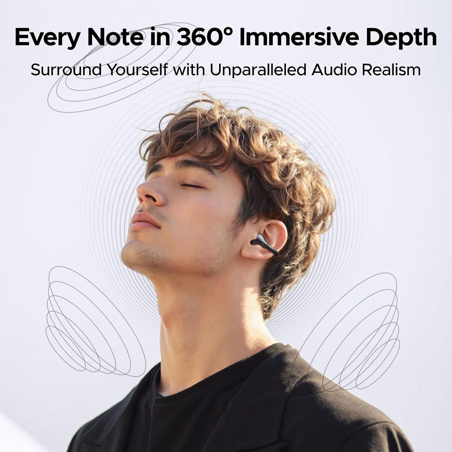 imageUGREEN ClipBuds OpenEar Wireless Headphones Bluetooth 60 with 4 Mic Clear Call 12mm Diaphragm Earbuds Clip on Earphones 30H Playtime AppampTouch Control Lightweight IPX5 for Fitness iOSampAndroid