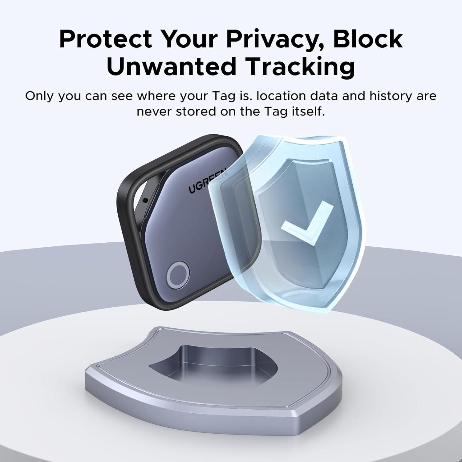 imageUGREEN FineTrack iOS OnlyAir Tracker Tags 2 Pack 1Year USBC Rechargeable Battery Bluetooth Tracker Compatible with Apple Find My Item Finder Smart Tag for Key Luggage  Apple Find My Certified