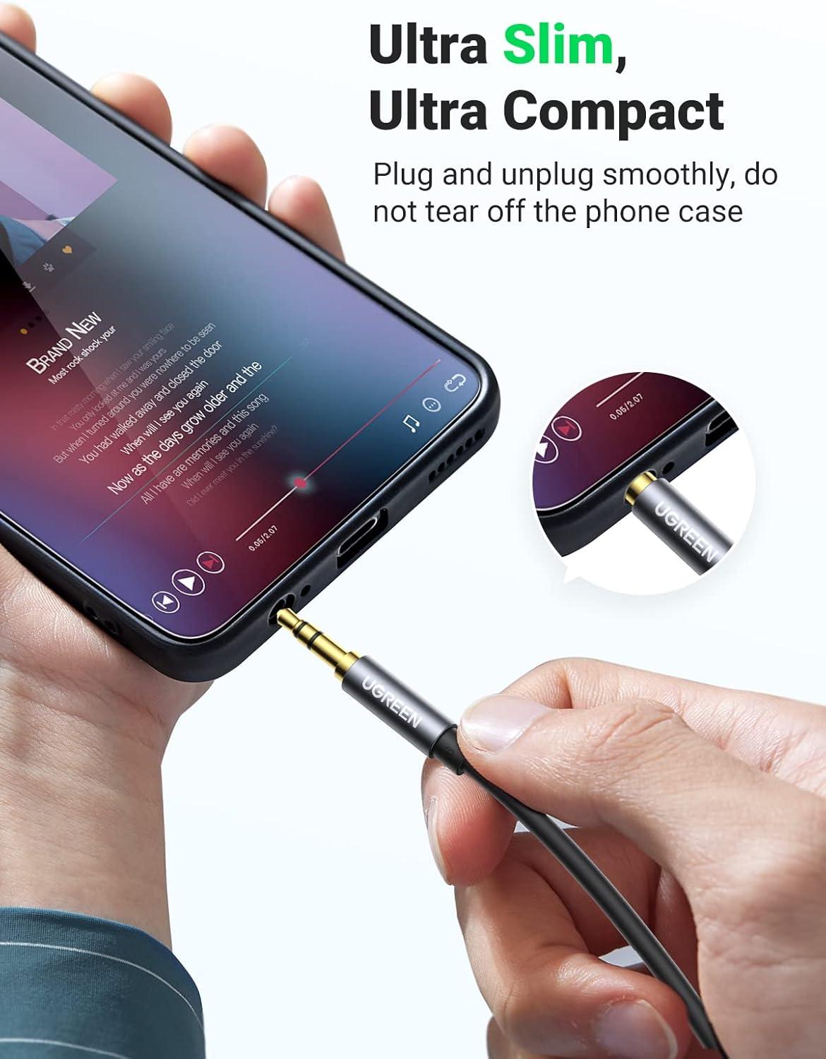 imageUGREEN Headphone Extension Cable 35mm Extension Gold Plated Aux Cable Audio Stereo Jack Male to Female TRS Cord Extender Compatible with iPhone iPad Phones Tablets Media Players 10FT33FT