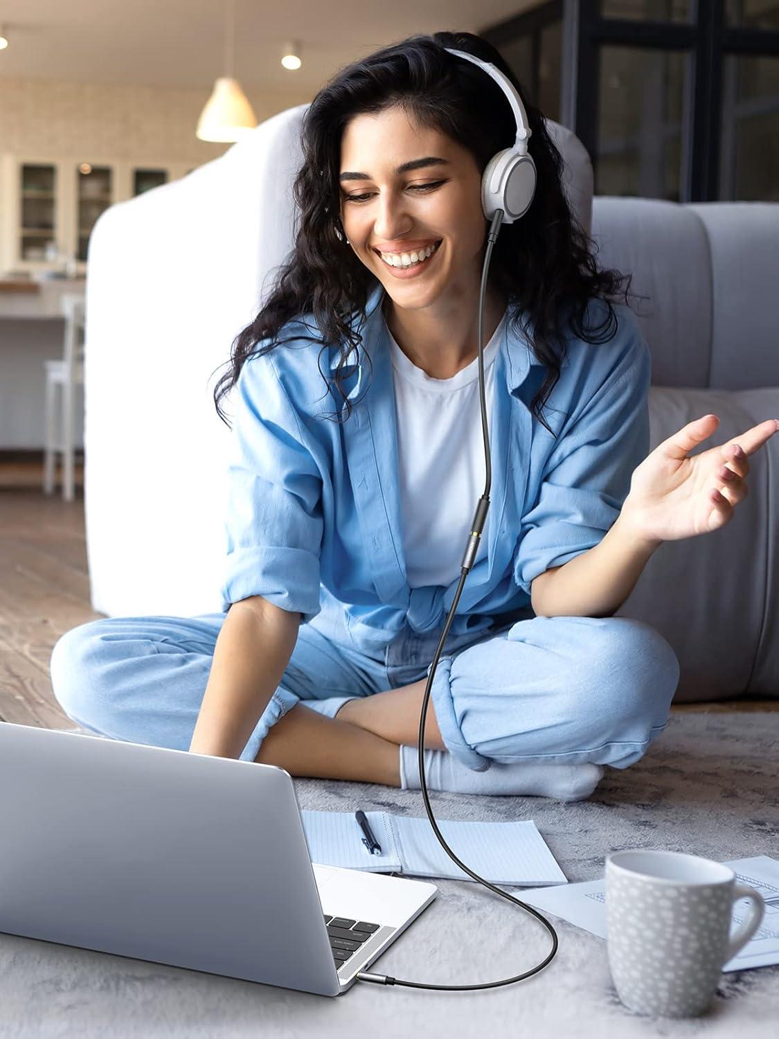 imageUGREEN Headphone Extension Cable 35mm Extension Gold Plated Aux Cable Audio Stereo Jack Male to Female TRS Cord Extender Compatible with iPhone iPad Phones Tablets Media Players 10FT33FT