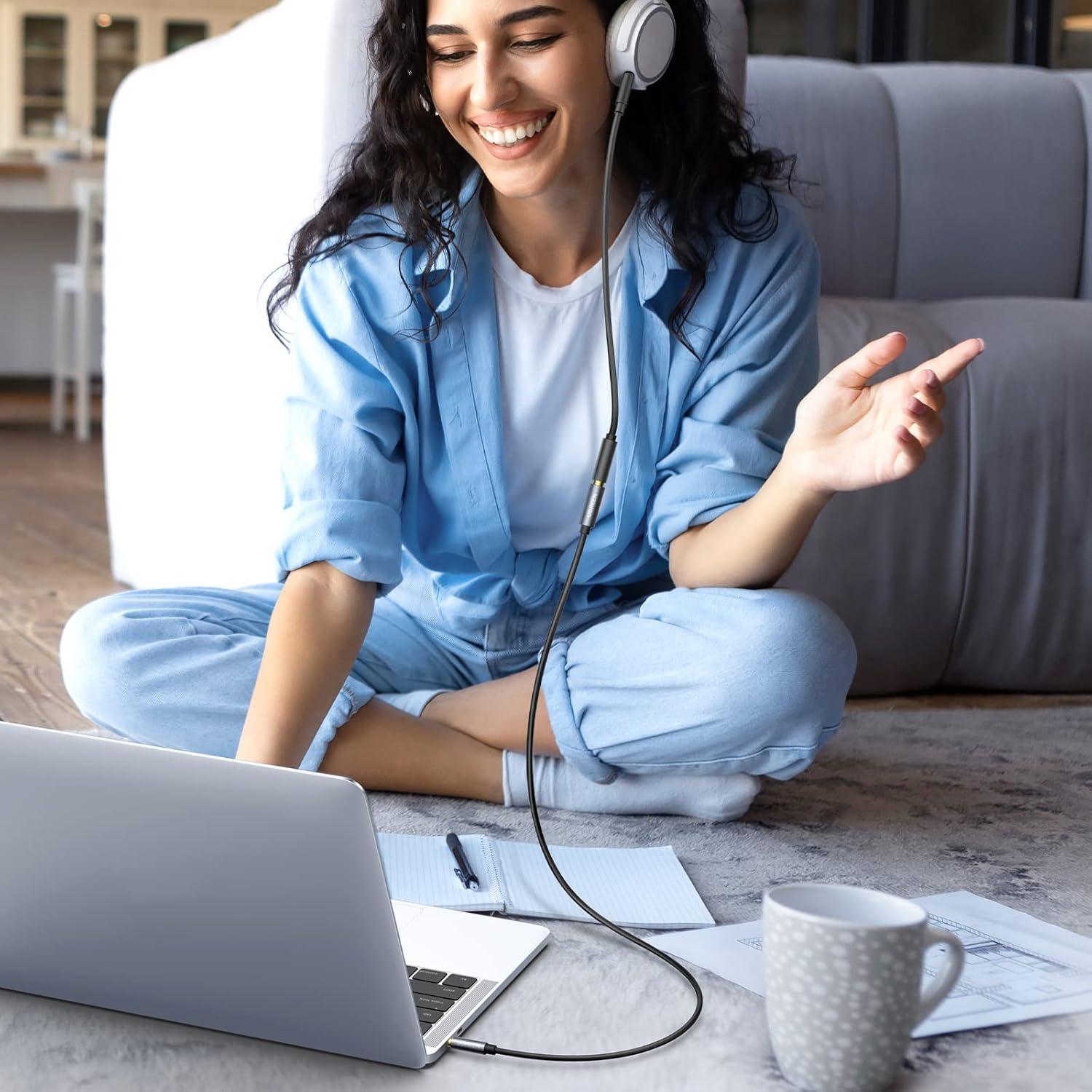 imageUGREEN Headphone Extension Cable 35mm Extension Gold Plated Aux Cable Audio Stereo Jack Male to Female TRS Cord Extender Compatible with iPhone iPad Phones Tablets Media Players 10FT66FT