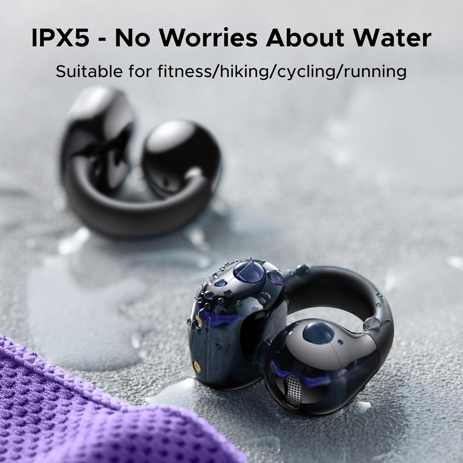 imageUGREEN HiTune S3 Open Ear Earbuds Bluetooth 54 Clip On Wireless Headphones ENC Mic for Clear Calls 30H Playtime IPX5 Waterproof Earphones for Running Workout Cyclists Compatible with iPhone BlackBlack