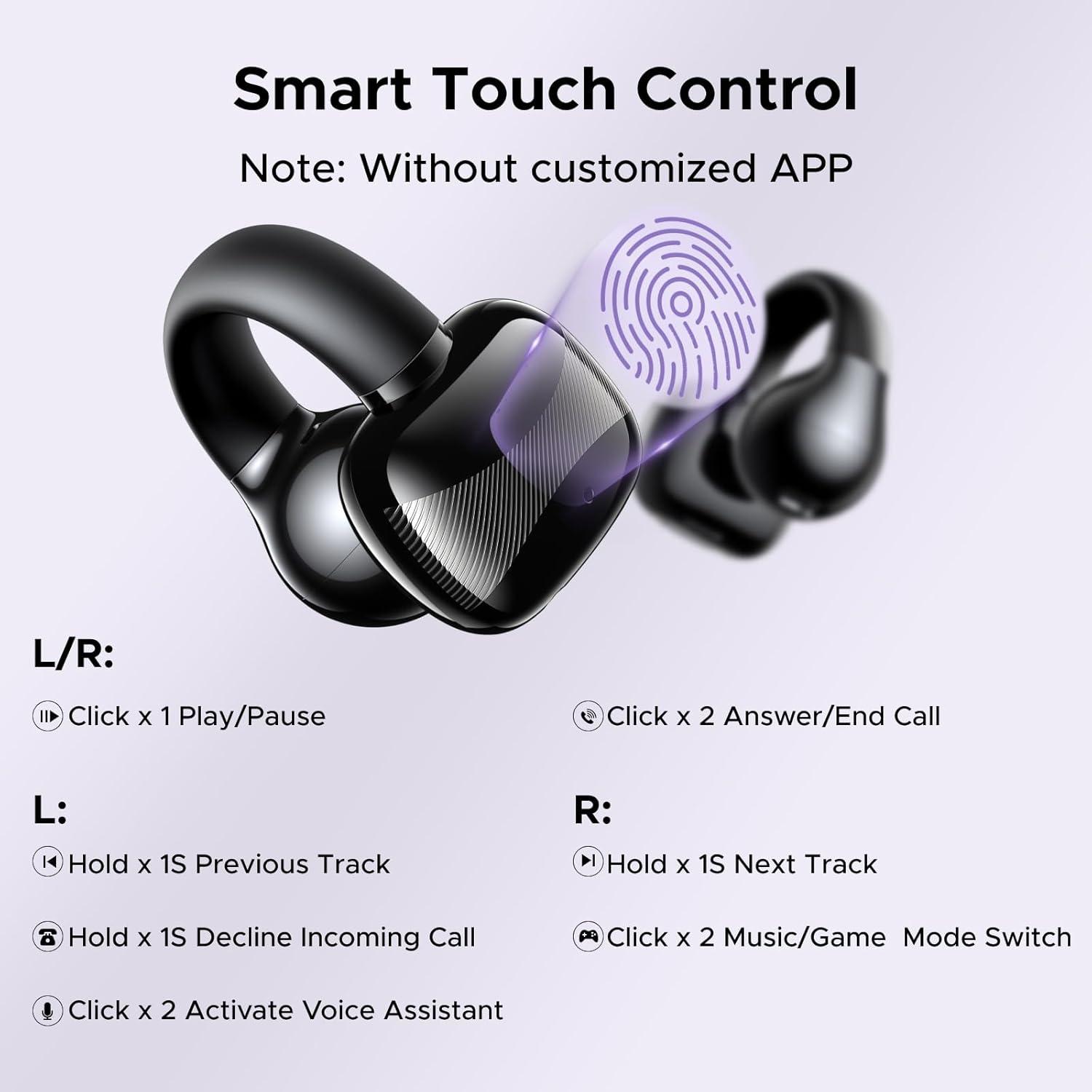 imageUGREEN HiTune S3 Open Ear Earbuds Bluetooth 54 Clip On Wireless Headphones ENC Mic for Clear Calls 30H Playtime IPX5 Waterproof Earphones for Running Workout Cyclists Compatible with iPhone BlackBlack