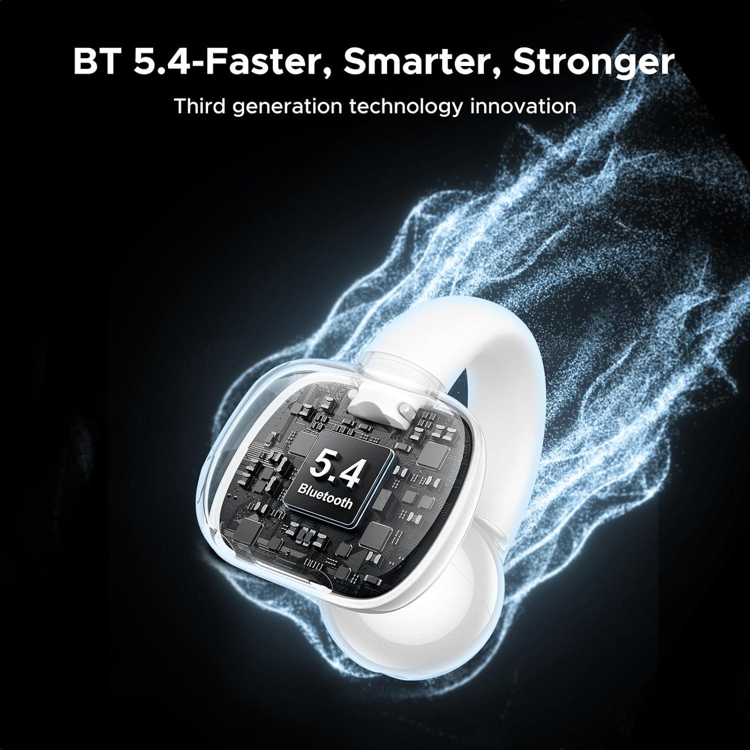 imageUGREEN HiTune S3 Open Ear Earbuds Bluetooth 54 Clip On Wireless Headphones ENC Mic for Clear Calls 30H Playtime IPX5 Waterproof Earphones for Running Workout Cyclists Compatible with iPhone BlackWhite