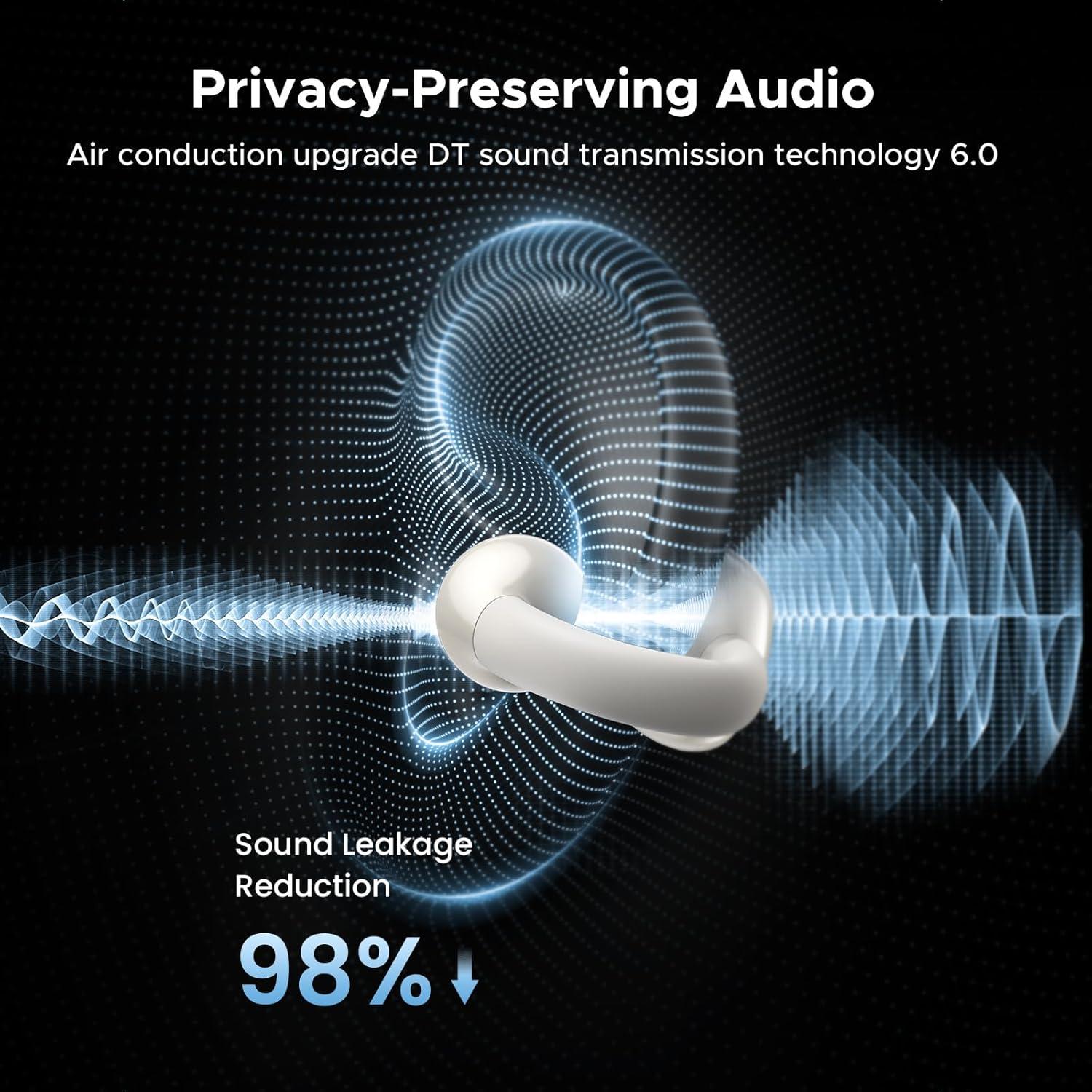 imageUGREEN HiTune S3 Open Ear Earbuds Bluetooth 54 Clip On Wireless Headphones ENC Mic for Clear Calls 30H Playtime IPX5 Waterproof Earphones for Running Workout Cyclists Compatible with iPhone BlackWhite