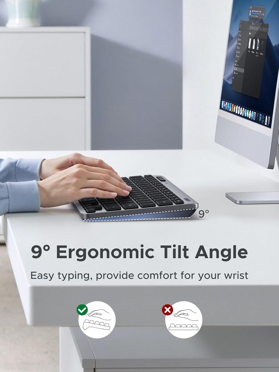 imageUGREEN K551 Slim Quiet Wireless Bluetooth 78Keys Keyboard 3Device Free Switching with Bluetooth amp 24G Compatible with WindowsmacOSiOSAndroid Works with MacBook Lenovo HP