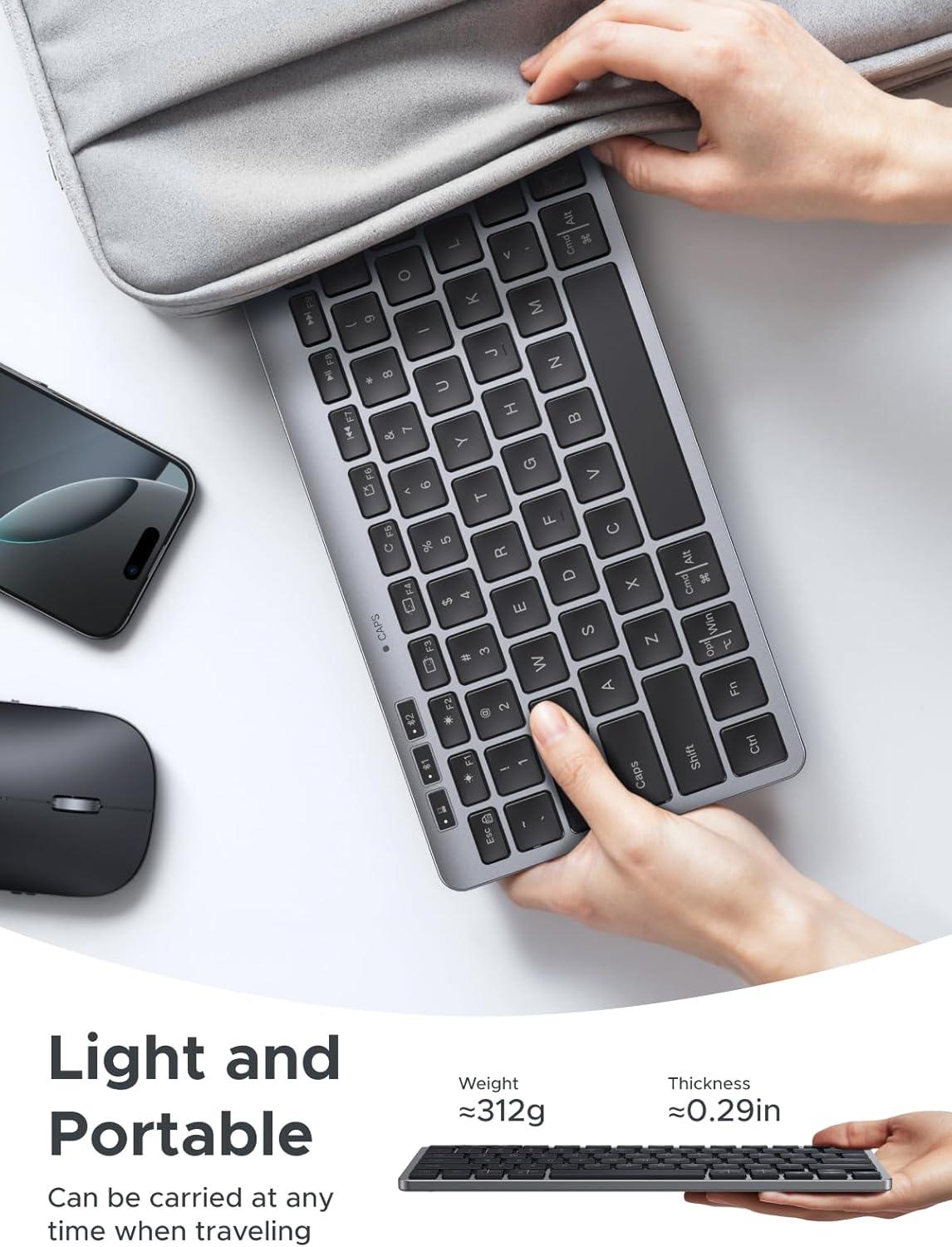 imageUGREEN K551 Slim Quiet Wireless Bluetooth 78Keys Keyboard 3Device Free Switching with Bluetooth amp 24G Compatible with WindowsmacOSiOSAndroid Works with MacBook Lenovo HP