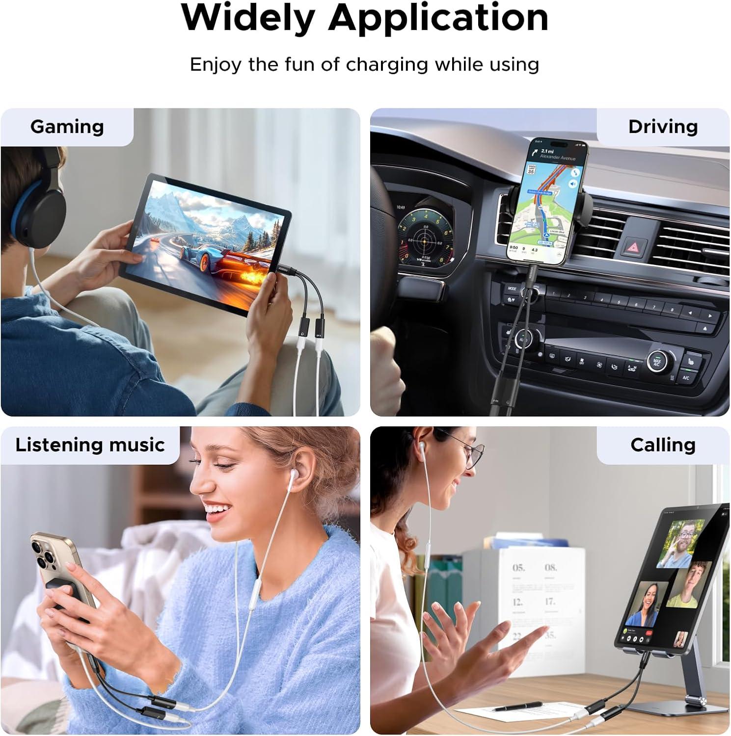 imageUGREEN Magnetic USB C Splitter 1 in 2 Out Dual USB C Headphone and Charger Type C Audio Adapter with PD 60W Fast Charging Dongle Cable for iPhone 17 Pro Max Galaxy S25 Pixel 10 iPad Pro Switch 2