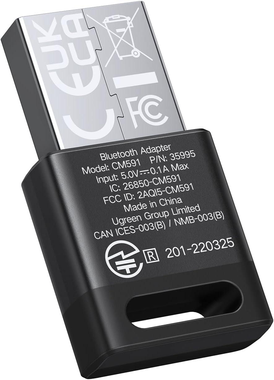 imageUGREEN USB Bluetooth 53 Adapter for PC Plug amp Play for Windows 111081 Bluetooth Receiver amp Transmitter for KeyboardMouseHeadphoneSpeakersPrinter