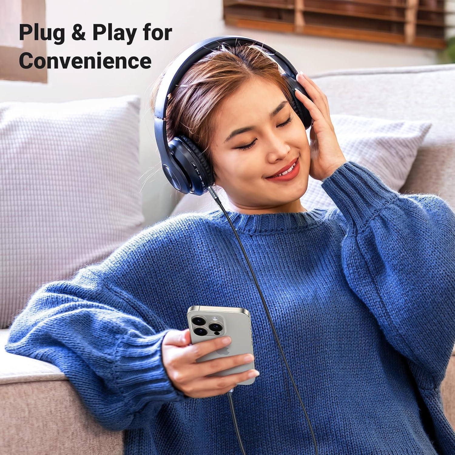 imageUGREEN USB C to Aux Type C to 35mm Audio Adapter HiFi Stereo Cord Headphone Male Car Auxiliary Cable Compatible with iPhone 17 16 15 Pro Max Galaxy S25 S24 Ultra iPad Pixel 10 Grey 33FTGrey