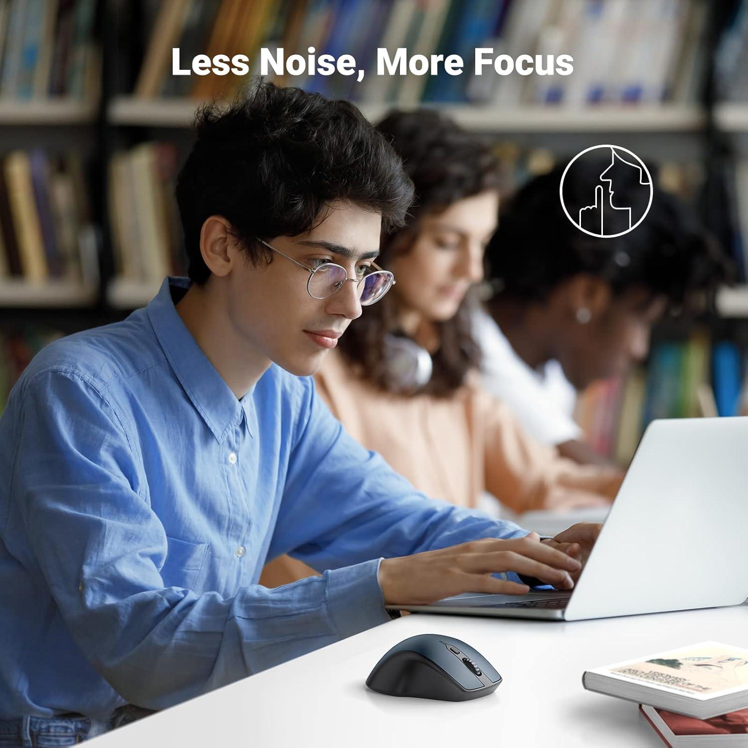 imageUGREEN Wireless Ergonomic Bluetooth 50 Mouse for Laptop 24G Cordless Mouse with USB Receiver 1000160020004000 DPI 5 Buttons Silent Mice for MacBook PC Desktop Chromebook BlackBlue