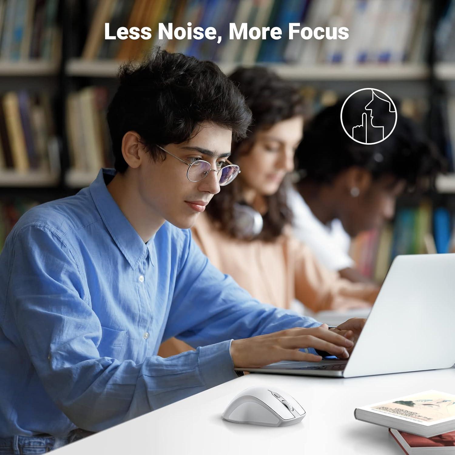 imageUGREEN Wireless Ergonomic Bluetooth 50 Mouse for Laptop 24G Cordless Mouse with USB Receiver 1000160020004000 DPI 5 Buttons Silent Mice for MacBook PC Desktop Chromebook BlackWhite