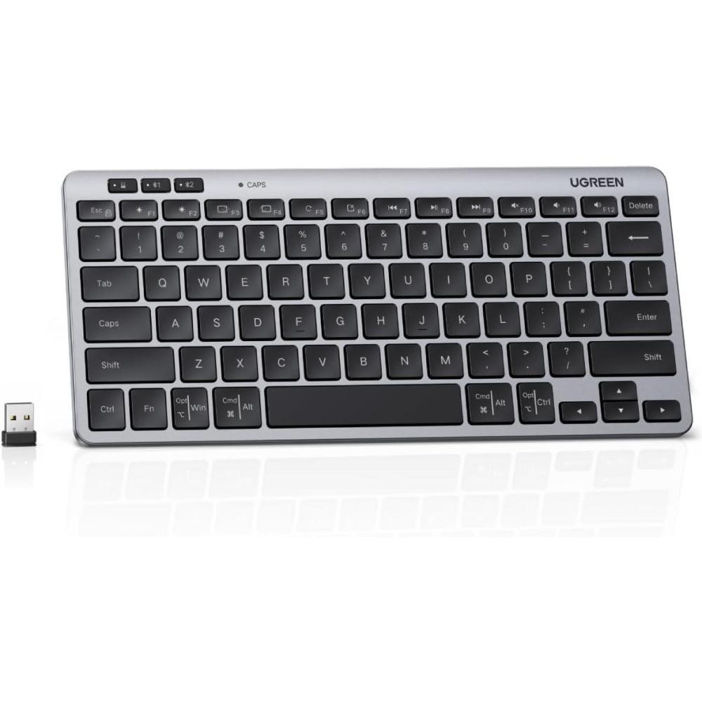 imageUGREEN K551 Slim Quiet Wireless Bluetooth 78Keys Keyboard 3Device Free Switching with Bluetooth amp 24G Compatible with WindowsmacOSiOSAndroid Works with MacBook Lenovo HP