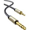 imageUGREEN 18 to 14 Stereo Cable 35mm TRS to 635mm Audio Cable Guitar to Aux Male Cord with Zinc Alloy Housing and Nylon Braid for Guitar Laptop Home Theater Devices Speaker and Amplifiers 16FT33FT
