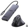 imageUGREEN Revodok Pro USBC Hub 6 in 1 Bundle with Vertical Wireless Bluetooth 5024G Ergonomic Mouse Compatible with PCLaptopTablet
