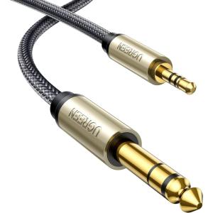 UGREEN 1/8 to 1/4 Stereo Cable 3.5mm TRS to 6.35mm Audio Cable Guitar to Aux Male Cord with Zinc Alloy Housing and Nylon Braid for Guitar, Laptop, Home Theater Devices, Speaker and Amplifiers 16FT(6.6FT)