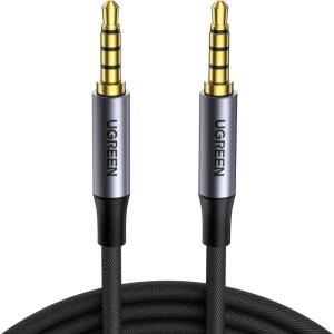 UGREEN 3.5mm Audio Cable Braided 4-Pole TRRS Hi-Fi Stereo Jack Shielded Male to Male AUX Cord Compatible with iPad, Samsung Phones, Tablets, Car Home Stereos, Headphones, Speaker, 3FT(1.5FT)