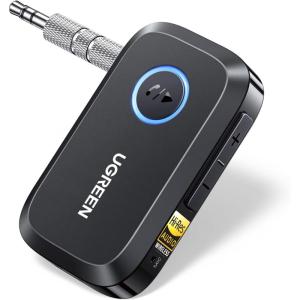 UGREEN Bluetooth 6.0 Receiver for Car with LDAC, AI Noise Cancelling 3.5mm AUX Bluetooth Car Adapter, Hi-Res Wireless Audio Receiver for Home Stereo/Wired Speaker with Hands-Free Call,15H Battery Life