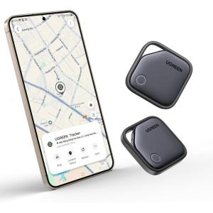 UGREEN FineTrack S 2-Pack Bluetooth Tracker Tags Work with Samsung SmartThings APP (Samsung Only), 550-Days Replaceable Battery Item Finder Smart Tag for Key Luggage Passport