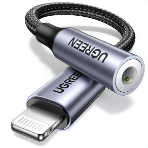 UGREEN Headphone Adapter for iPhone Lightning to 3.5mm Adapter Apple MFi Certified Lightning Aux Audio Jack Dongle Compatible with iPhone 14 Pro Max/14 Plus/13 12 11 Pro Max/SE/XS, Grey(Grey)