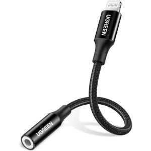 UGREEN Headphone Adapter for iPhone Lightning to 3.5mm Adapter Apple MFi Certified Lightning Aux Audio Jack Dongle Compatible with iPhone 14 Pro Max/14 Plus/13 12 11 Pro Max/SE/XS, Grey(Black)