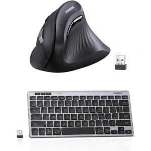 UGREEN UGREENVertical Wireless (Bluetooth 5.0+2.4G) Ergonomic Mouse Bundle with K551 Slim Quiet Wireless Bluetooth 78Keys Keyboard