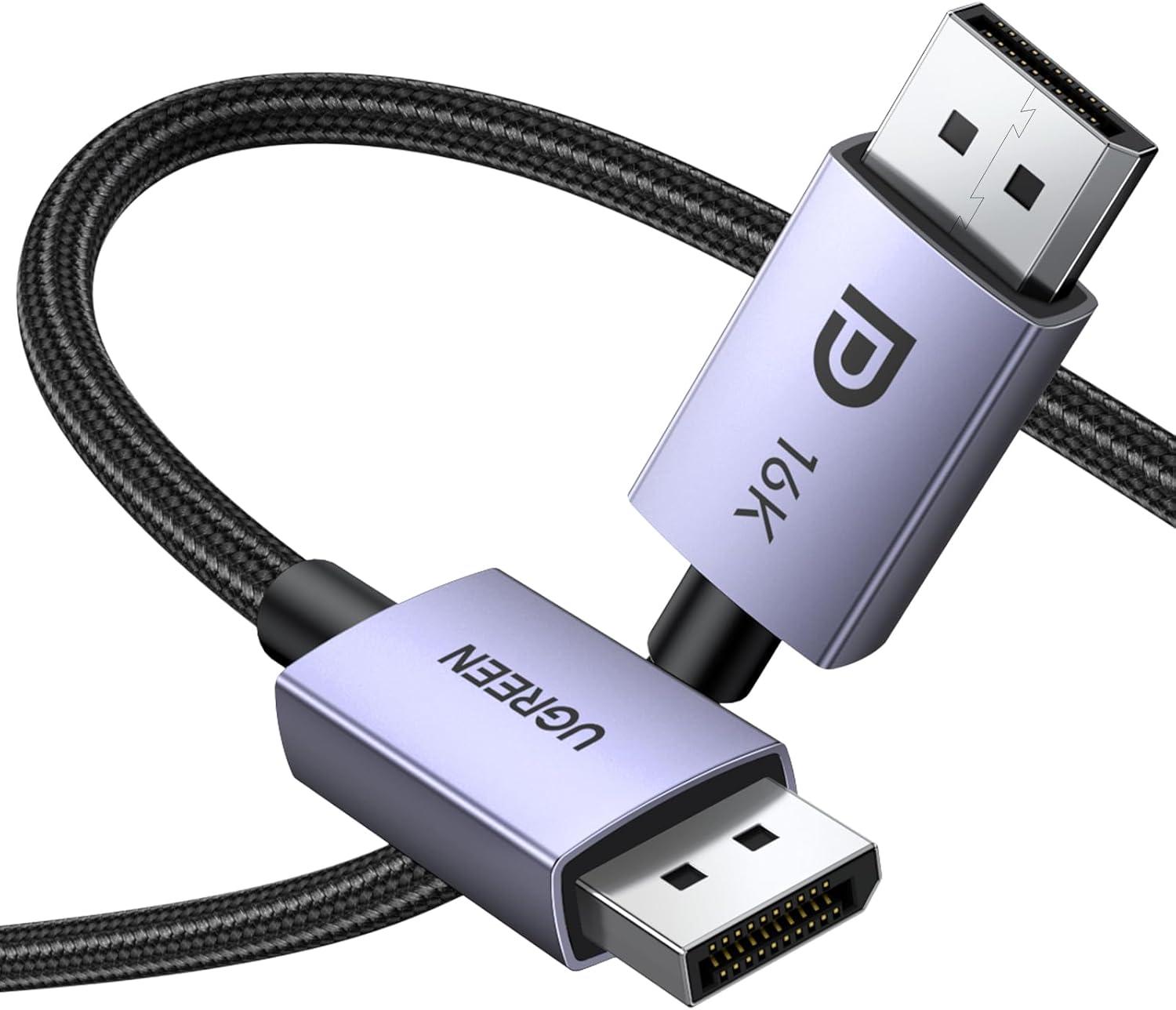 imageUGREEN 16K 66FT DisplayPort Cable 21 VESA Certified DP21 40Gbps Support 8K240Hz 4K240Hz HDR HDCP DSC 12a Braided Display Port Cable Cord Compatible FreeSync GSync Video Card Monitor10FT