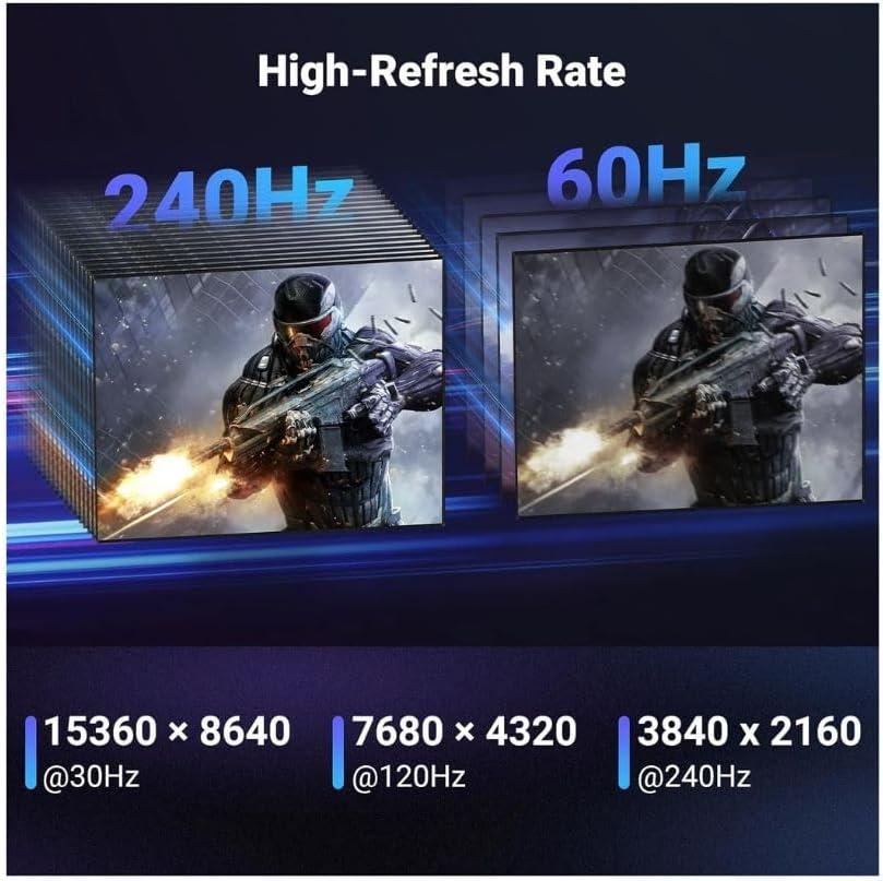 imageUGREEN 16K 66FT DisplayPort Cable 21 VESA Certified DP21 40Gbps Support 8K240Hz 4K240Hz HDR HDCP DSC 12a Braided Display Port Cable Cord Compatible FreeSync GSync Video Card Monitor66FT