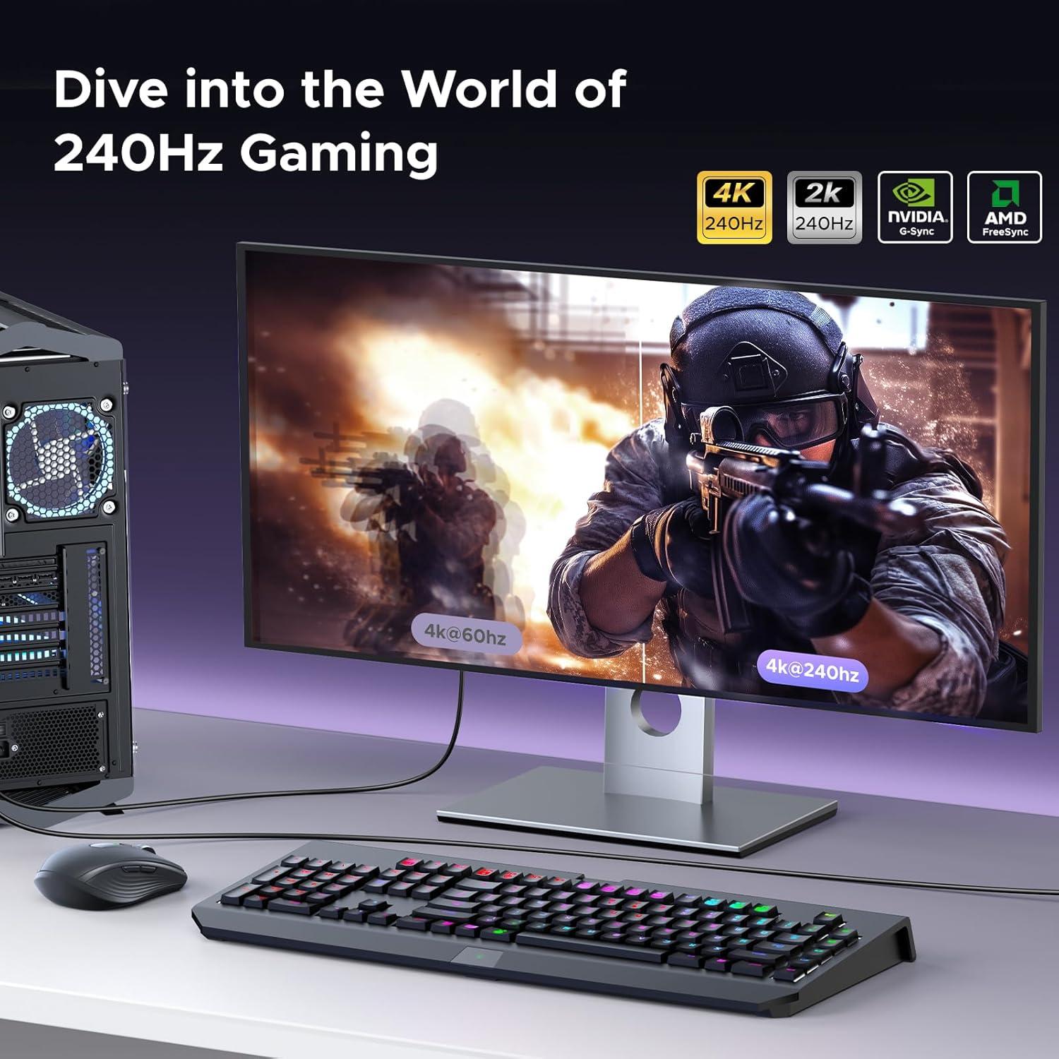 imageUGREEN 8K60Hz USB C to DisplayPort 14 Adapter Cable 4K240Hz Thunderbolt 43 to Display Port Converter with HDR VRR ALLM Braided Compatible with iPhone 1716 Galaxy S25 MacBook ProAir iPad XPS