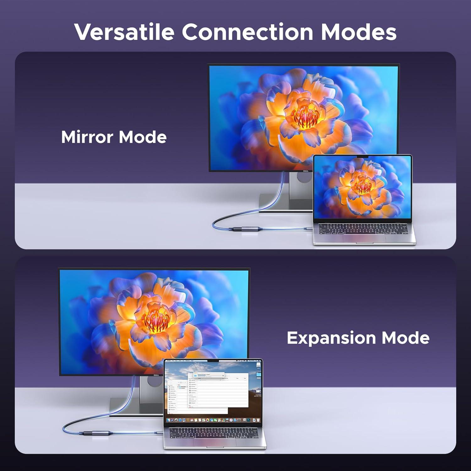 imageUGREEN 8K60Hz USB C to DisplayPort 14 Adapter Cable 4K240Hz Thunderbolt 43 to Display Port Converter with HDR VRR ALLM Braided Compatible with iPhone 1716 Galaxy S25 MacBook ProAir iPad XPS