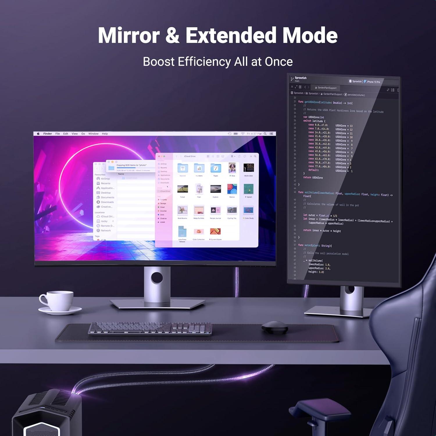 imageUGREEN Unidirectional DisplayPort to HDMI Cable 8K60Hz 4K120Hz Active DP 14 to HDMI 21 Cord HDR Dolby HDCP23 DSC12a 324Gbps Braided 66FT Compatible with Monitor Dell HP HDTV AMD NVIDIA66FT