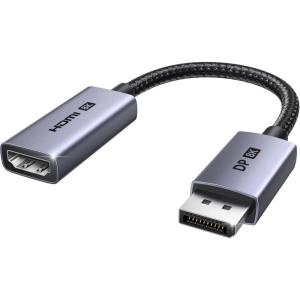 UGREEN 8K@60Hz Display Port to HDMI Adapter, Unidirectional DP 1.4 PC to HDMI 2.1 Screen Male to Female Cable, 4K@240Hz/2K@240Hz for Desktop, Projector Compatible with AMD, NVIDIA UltraSharp, 0.66FT