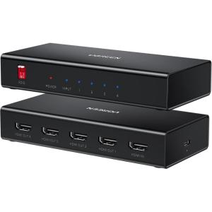 UGREEN HDMI Splitter 1 in 4 Out 4K@60Hz HDMI 2.0 Splitter 18 Gbps 1×4 Only Mirror Screen Support EDID HDCP 2.2/1.4 3D HDR Compatible with Apple TV Blu-Ray Monitor Xbox PS5/4 Switch Projector
