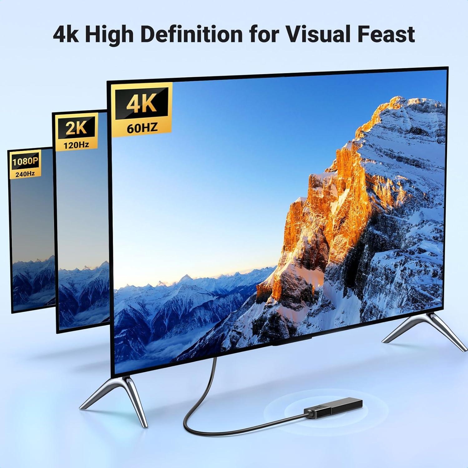 imageUGREEN 4K 15FT HDMI Extension Cable HDMI Extender 4K60Hz 2K240Hz Male to Female Adapter High Speed Compatible with Switch 2 Roku Stick PS5 PS4 Xbox Laptop PC Blu Ray Player Google Chromecast HDTV15FT