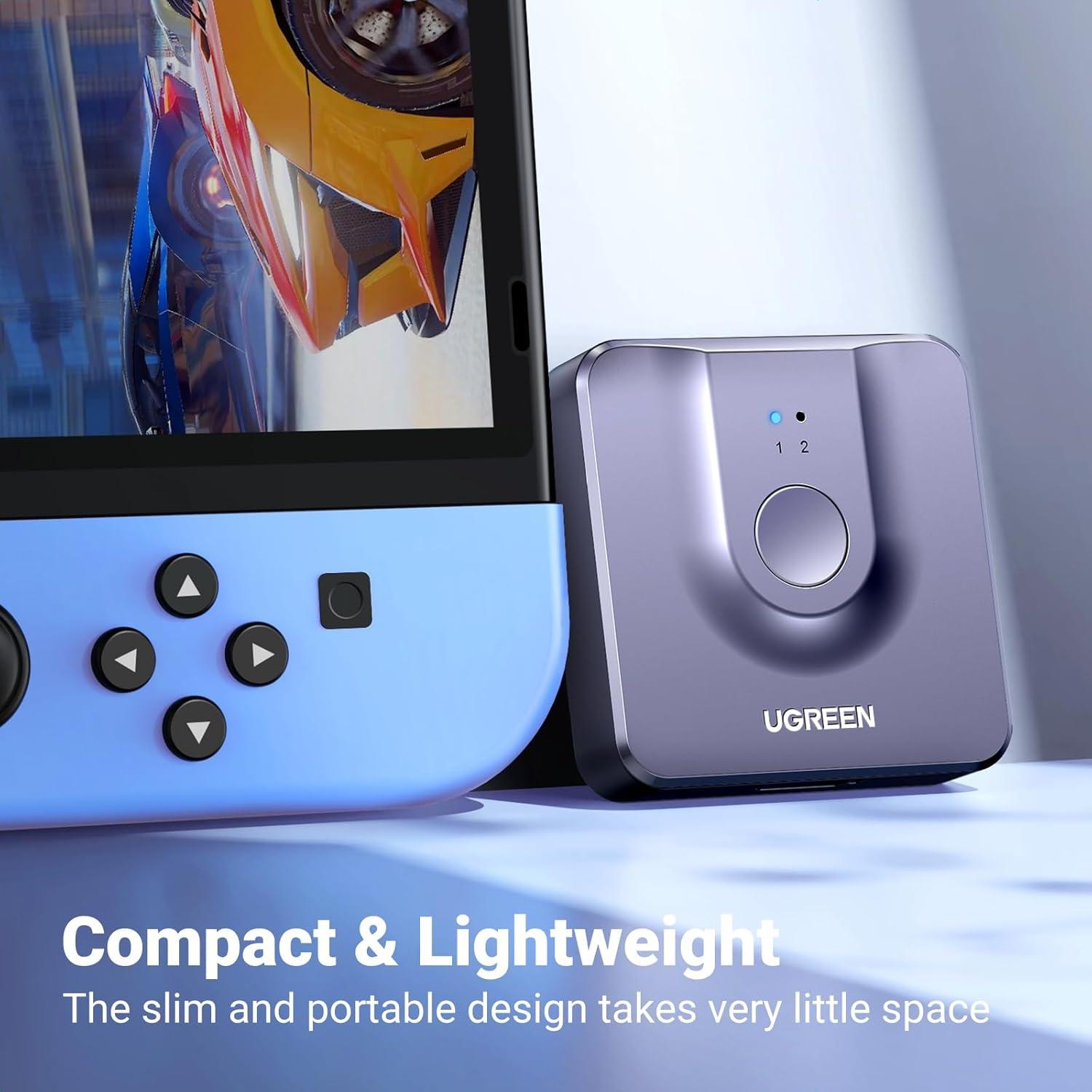 imageUGREEN HDMI Switch 4K60Hz BiDirectional HDMI Splitter 2 in 1 Out Switcher Supports UHD 3D HDR Compatible with PS5 PS4 Xbox Series XS Roku Fire Stick BlackGrey