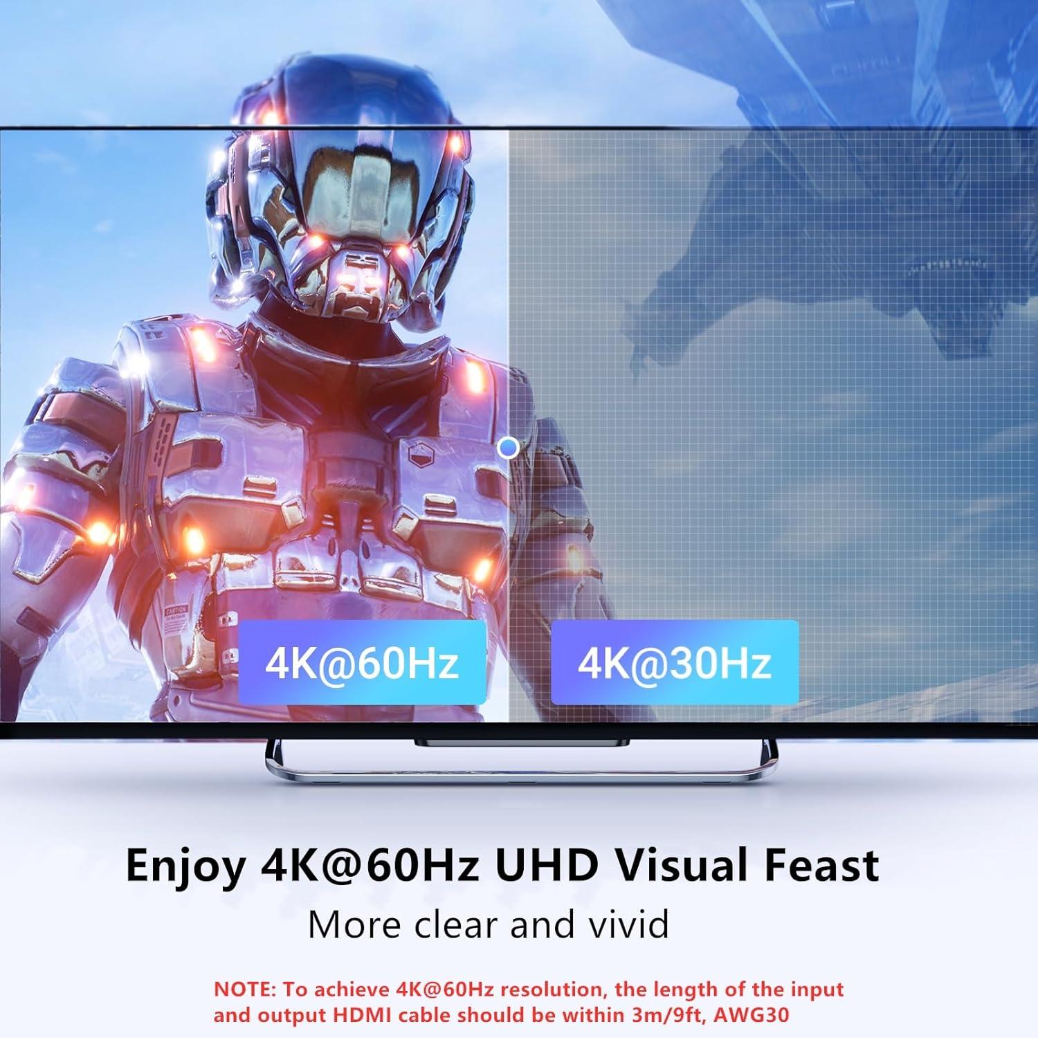 imageUGREEN HDMI Switch 5 in 1 Out 4K60Hz HDMI Splitter with Remote 5 Port Switcher Selector Box Support 3D CEC HDR HDCP22 Compatible with PS543 Xbox Nintendo Switch Roku TV Fire Stick BlackBlack