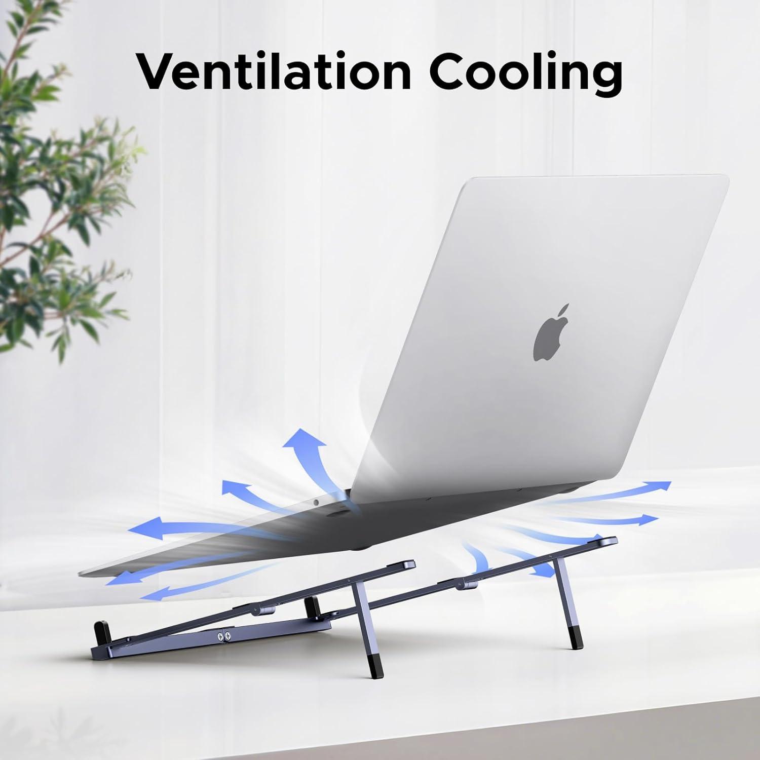 imageUGREEN Portable Laptop Stand Foldable amp Compact Aluminum Computer Stand Holder for Desk Adjustable Ergonomic Laptop Riser for MacBook TravelFriendly for 1017 Inch Laptops