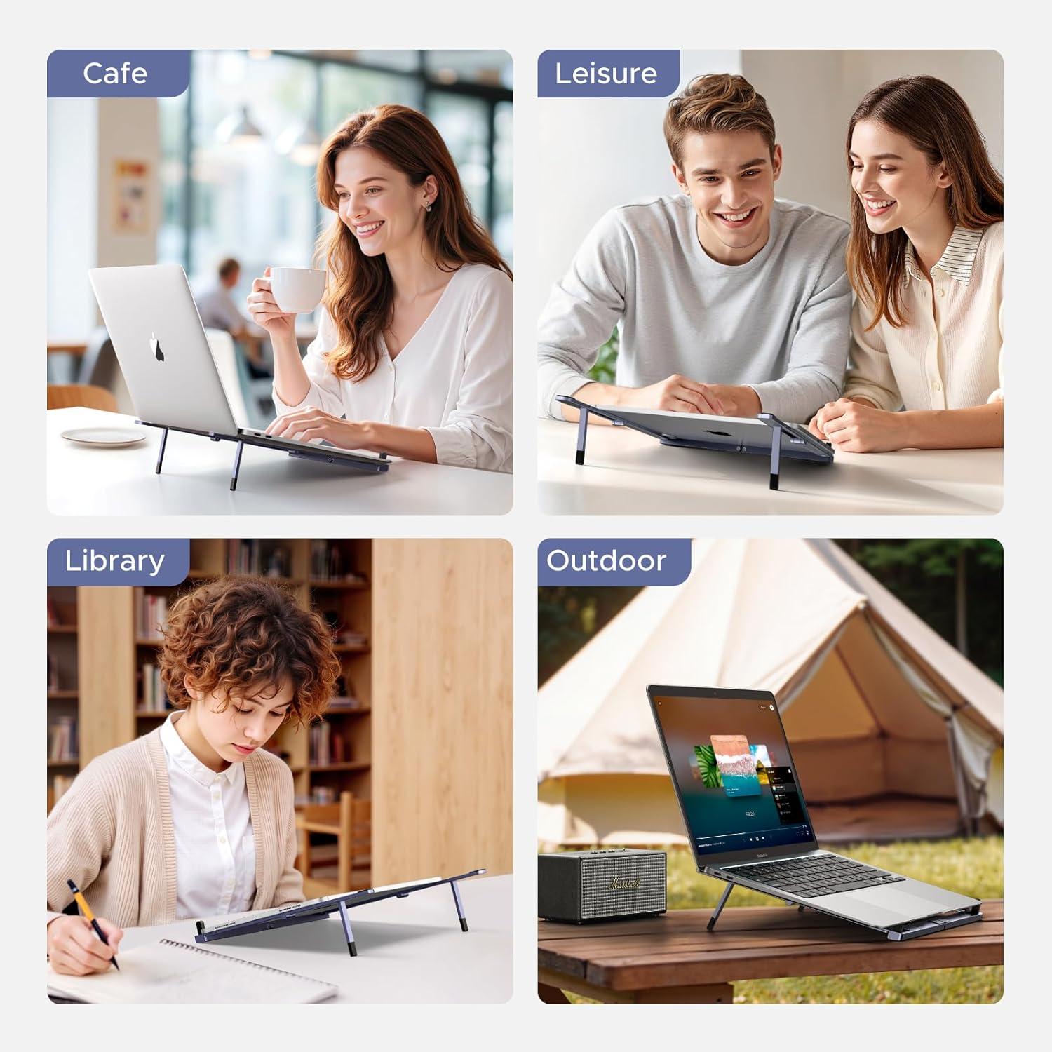 imageUGREEN Portable Laptop Stand Foldable amp Compact Aluminum Computer Stand Holder for Desk Adjustable Ergonomic Laptop Riser for MacBook TravelFriendly for 1017 Inch Laptops