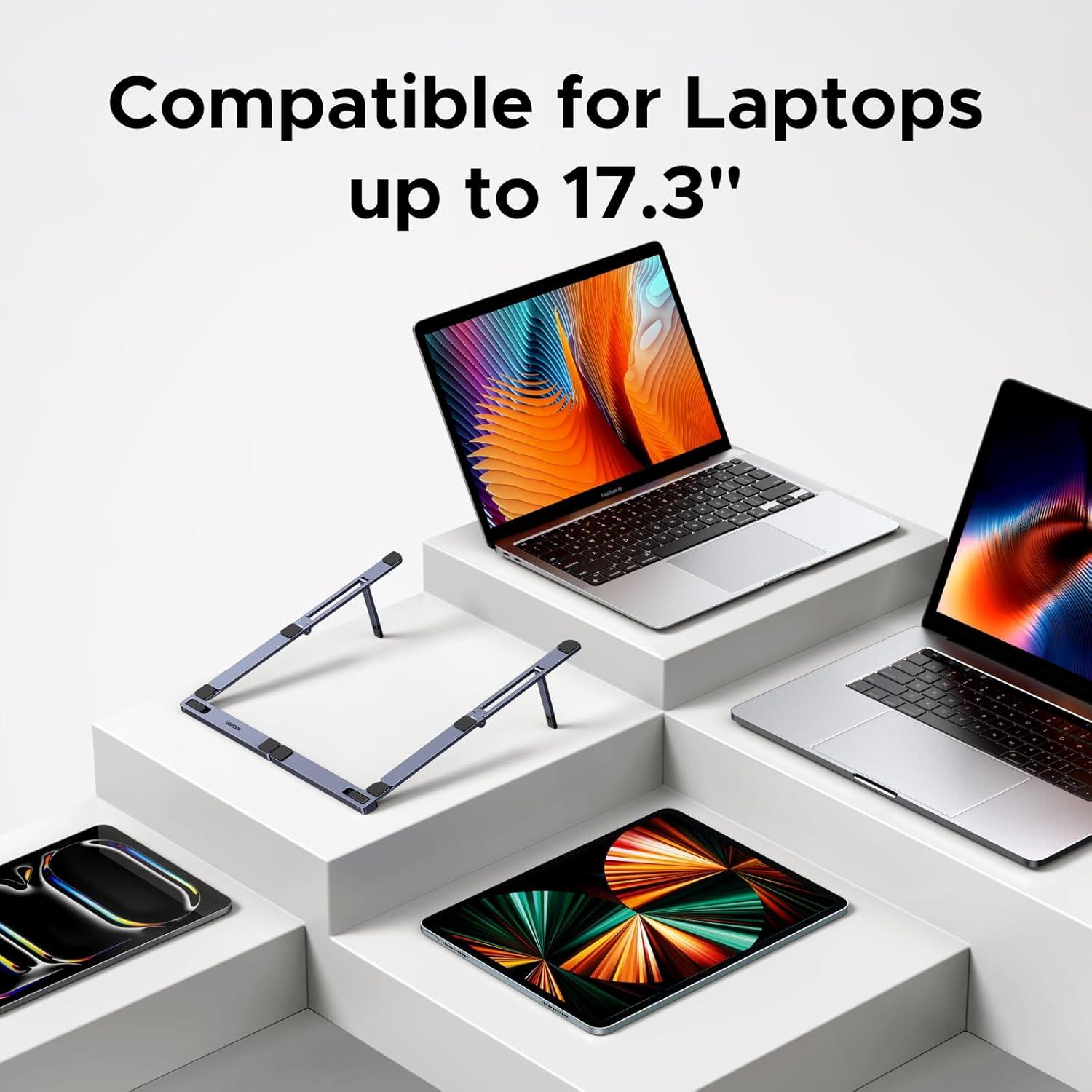 imageUGREEN Portable Laptop Stand Foldable amp Compact Aluminum Computer Stand Holder for Desk Adjustable Ergonomic Laptop Riser for MacBook TravelFriendly for 1017 Inch Laptops