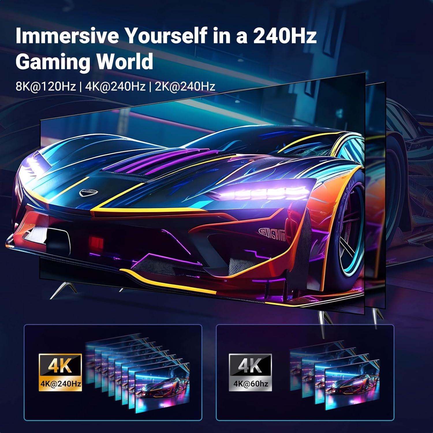 imageUGREEN USB C to DisplayPort 21 Cable 16K30Hz 8K120Hz 40Gbps Thunderbolt 43 to DisplayPort Cord Alu Braided Compatible iPhone 1716 Pro Max Galaxy S25 MacBook ProAir iPad Mac mini XPS 66FT33FT